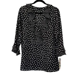 Jones New York Polka‎ Dot Ruffle Blouse